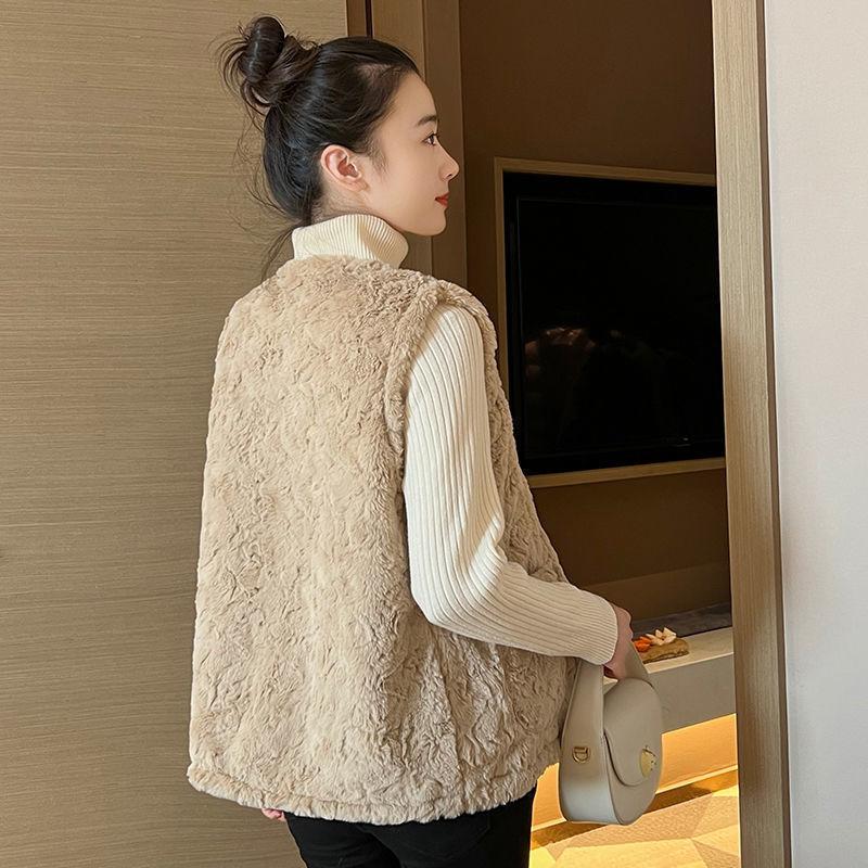Imitation rabbit fur vest women's jacket 2024 autumn new foreign style outer wear fleece thickened and thin vest