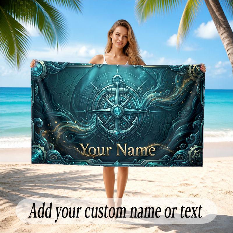 Abstract Personalized Theme Soft Beach Towel Personalized Custom Name Text Towel Portable for Beach Pool Travel