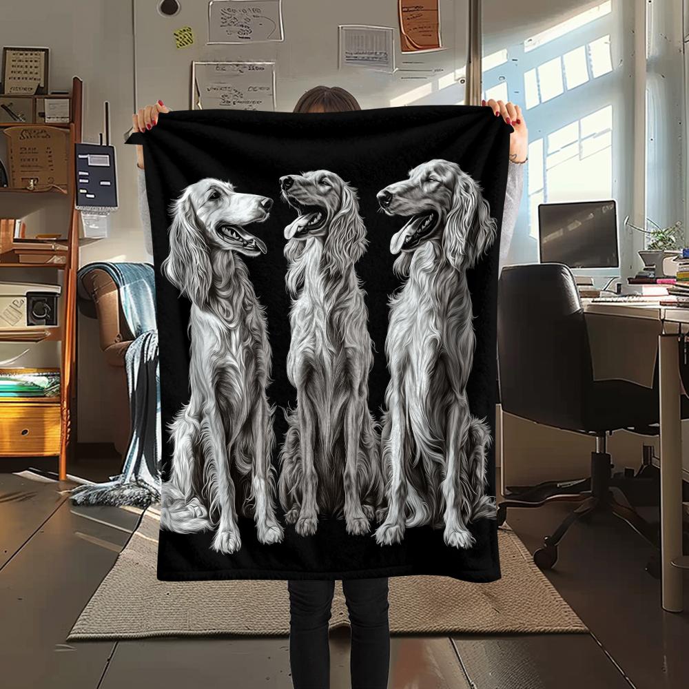 Black Afghan Hound,pattern Flannel Blanket, High Quality Comfortable for All Seasons, Home Decor, Warmth and Comfort, Perfect for Gifts.