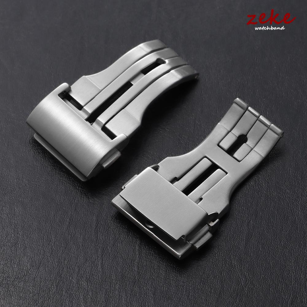 20/22mm Klockspänne Massivt Rostfritt Stål Borstat Vikbart Säkerhetsspänne Dubbel Tryckknapp Klockspänne för Silikonrem Tillbehör