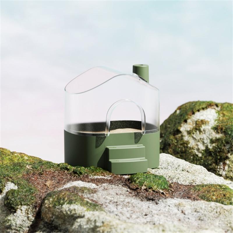 Clearly View 360Degree Hamster Sand Bath House SplashProof Base For Exploration Sleep Hideouts Easy Cleaning Maintenance