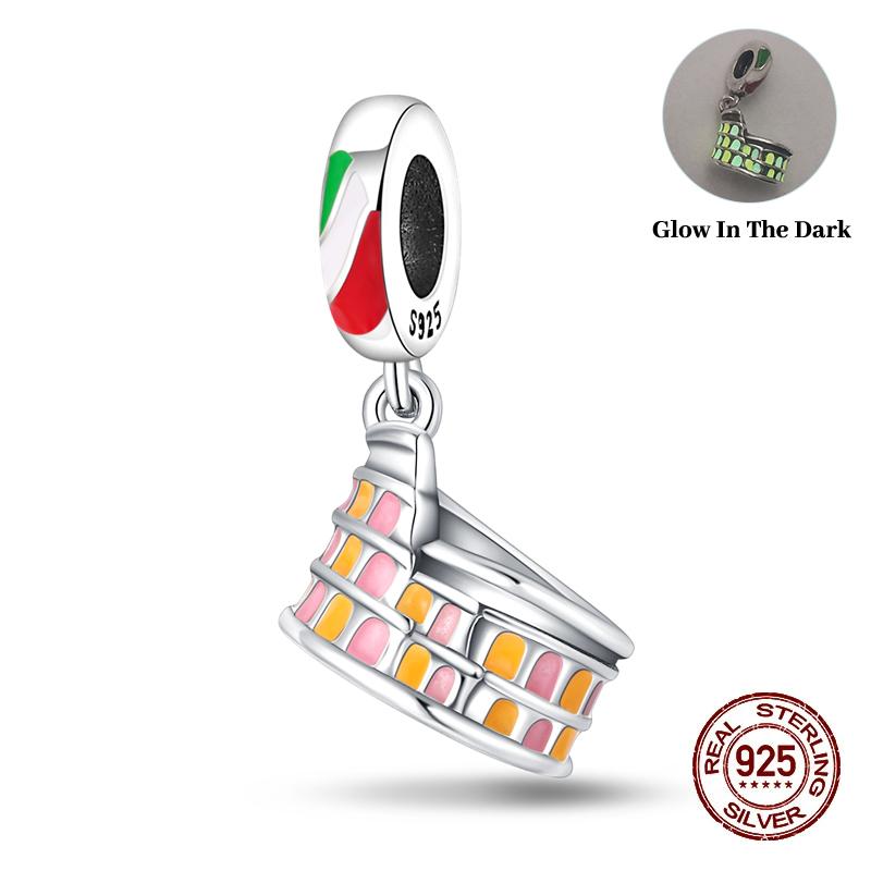 Klassischer Kupfer Eiffelturm Koffer Berühmte Sehenswürdigkeiten Charms Perlen Passend für 3mm Original Armbänder DIY Schmuck Geschenk