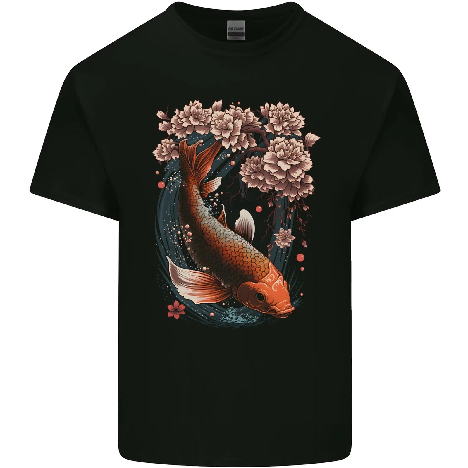 Mystical Koi Carp Flowers Kids T-Shirt Childrens 2XL