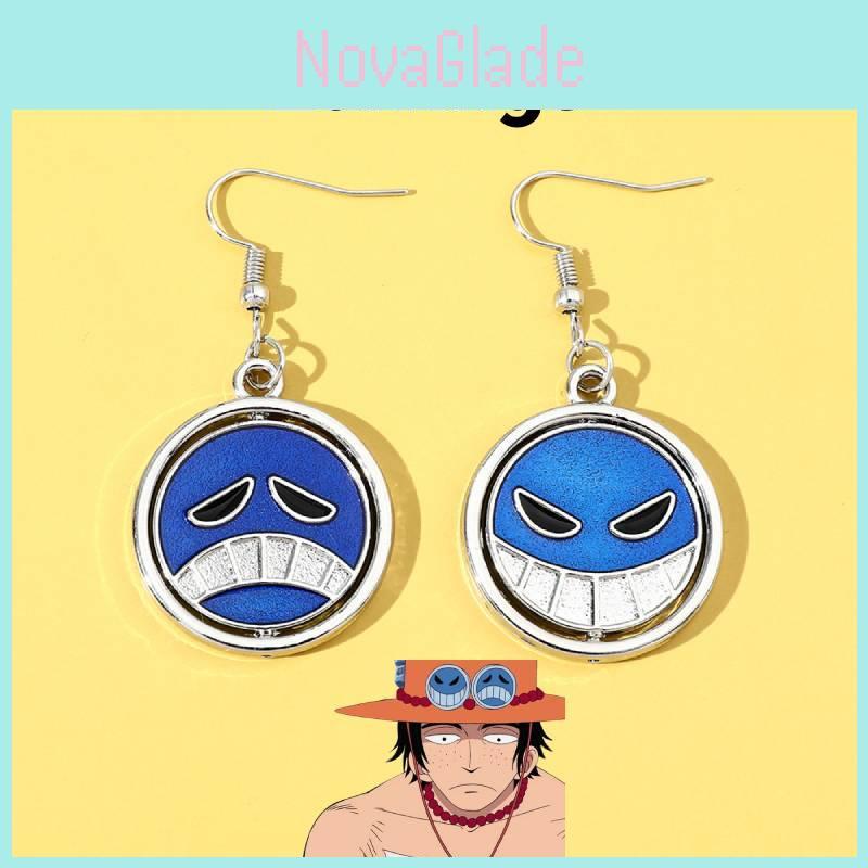 New Japanese Anime One Piece Earrings Wholesale Rotatable Whitebeard Ace Ear Accessories