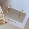 Light Luxury Square Zircon Geometric Ear Cuffs Simple Metal Circle Earrings Minimalist Summer Jewelry