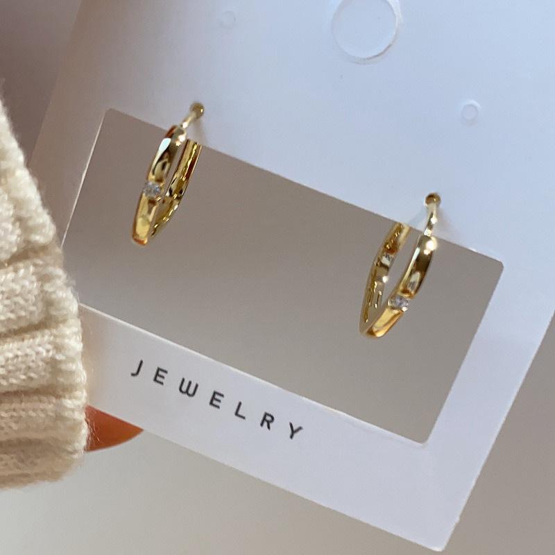 Light Luxury Square Zircon Geometric Ear Cuffs Simple Metal Circle Earrings Minimalist Summer Jewelry