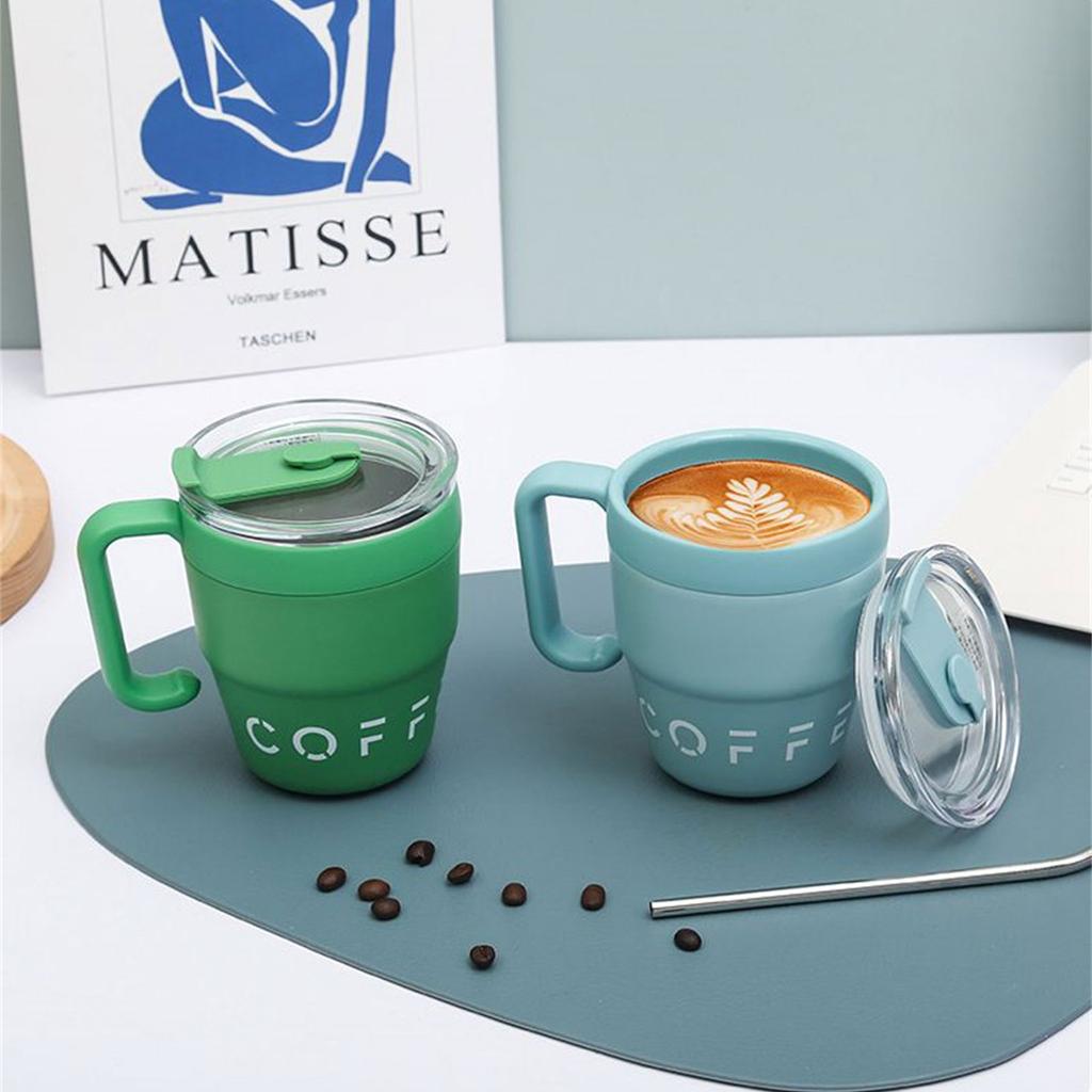 Durable Water Cups Coffee Cup with Handle and Straw Lid 480ML Fashion Travel Mug Suitable for Home Office School Outdoor