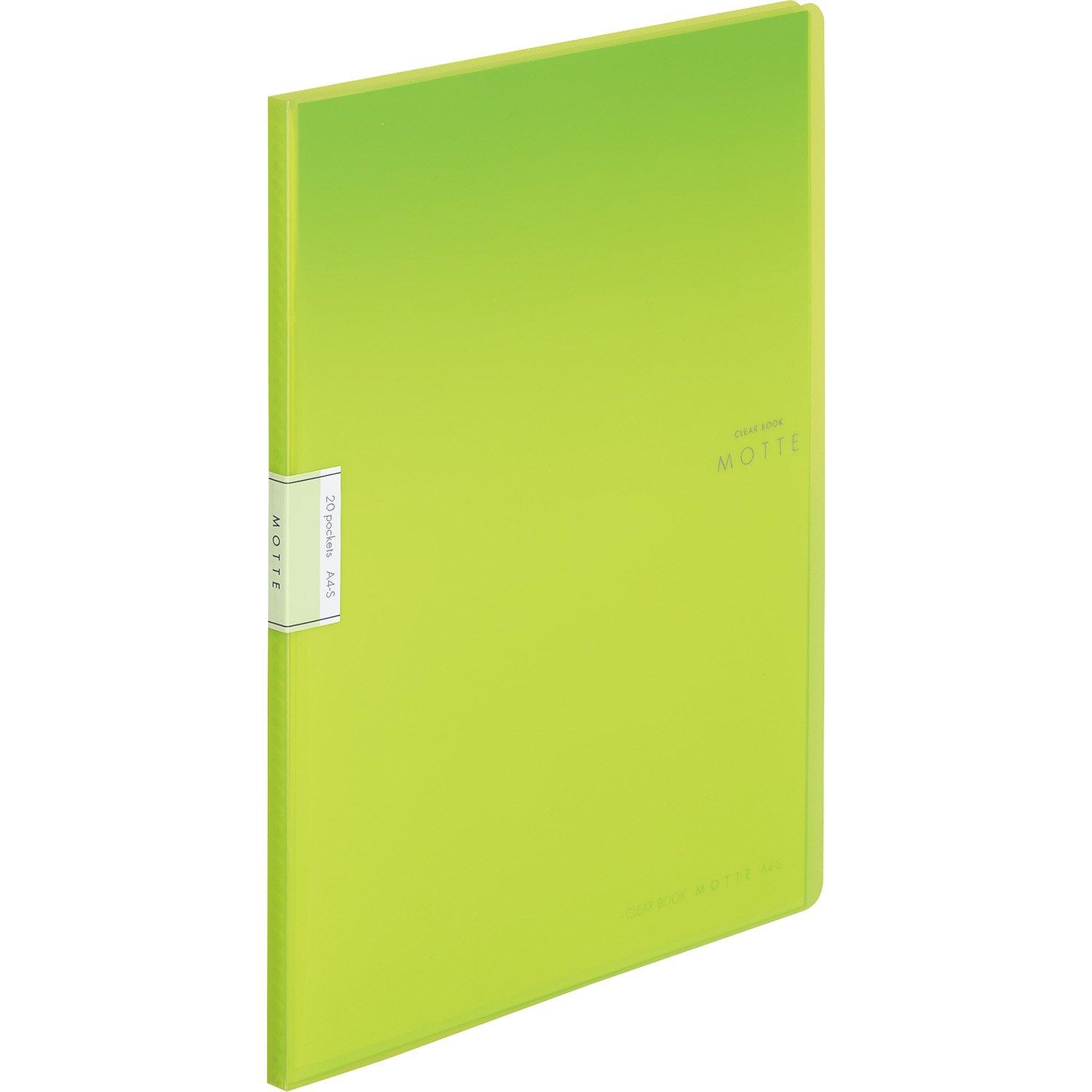 Kokuyo MOTTE Clear 20 File, A4, Pockets, Yellow-Green, La-LM20LG