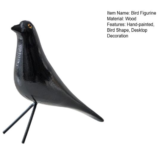 Wooden Colorful Bird Figurine Hand-painted Bird Statue Simulated Animal Sculpture Home Office Desktop Decoration