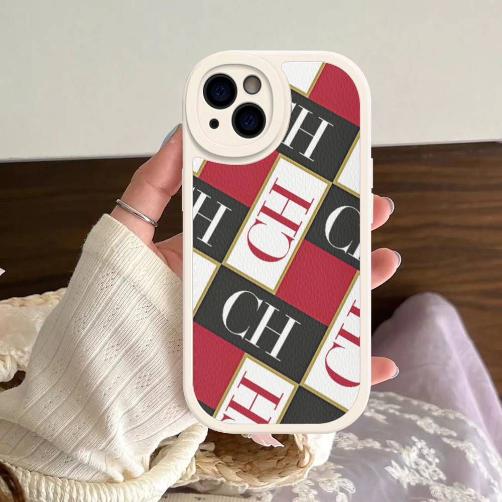

C-Carolina Fashion H-Herrera Leather Phone Case For IPhone 16 15 14 17 Pro Max 11 12 Mini Plus Soft Shell iphone 13pro