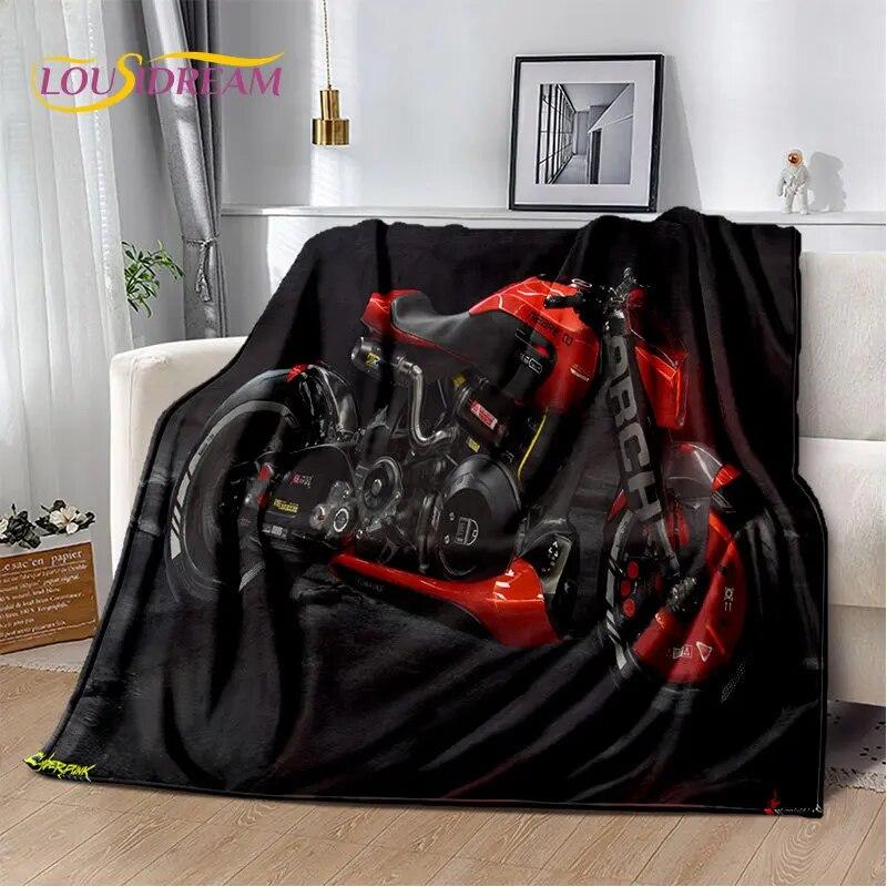 3D Cyberpunk Concept Motorcycle Cartoon Soft Plush Blanket,Flannel Blanket Throw Blanket for Living Room Bedroom Bed Sofa Picnic