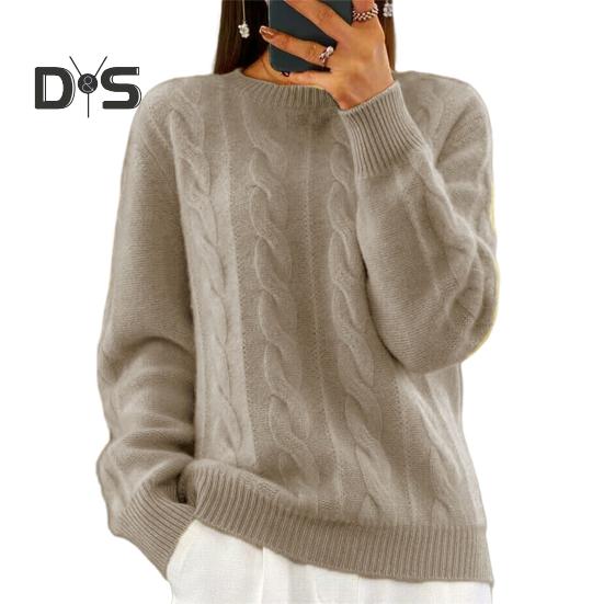 

Женский свитер с круглым вырезом и длинным рукавом, с перекрученной текстурой, трикотажные топы, однотонные, свободные, ретро-пуловеры XL верблюд