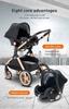 3-in-1 Baby Stroller Combined Car Seat Bassinet Trio Reversible Adjustable High Quality Puncture-Proof Wheels Handle.Blue.