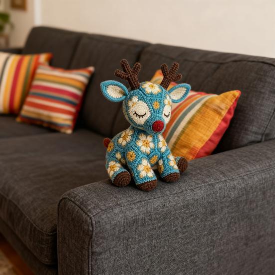 Flower Reindeer Crochet Kit Beginners Crochet Reindeer Doll DIY Kit Crochet Animal Starter Kit