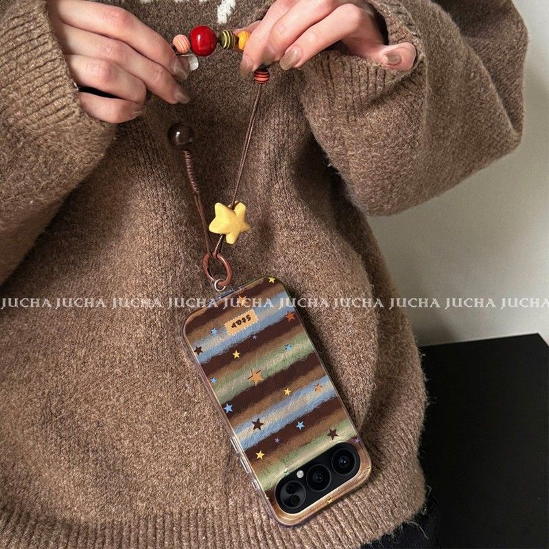 Applicable to Honor 111pro mobile phone case with lanyard niche honor111 non-collision anti-drop contrasting color striped stars