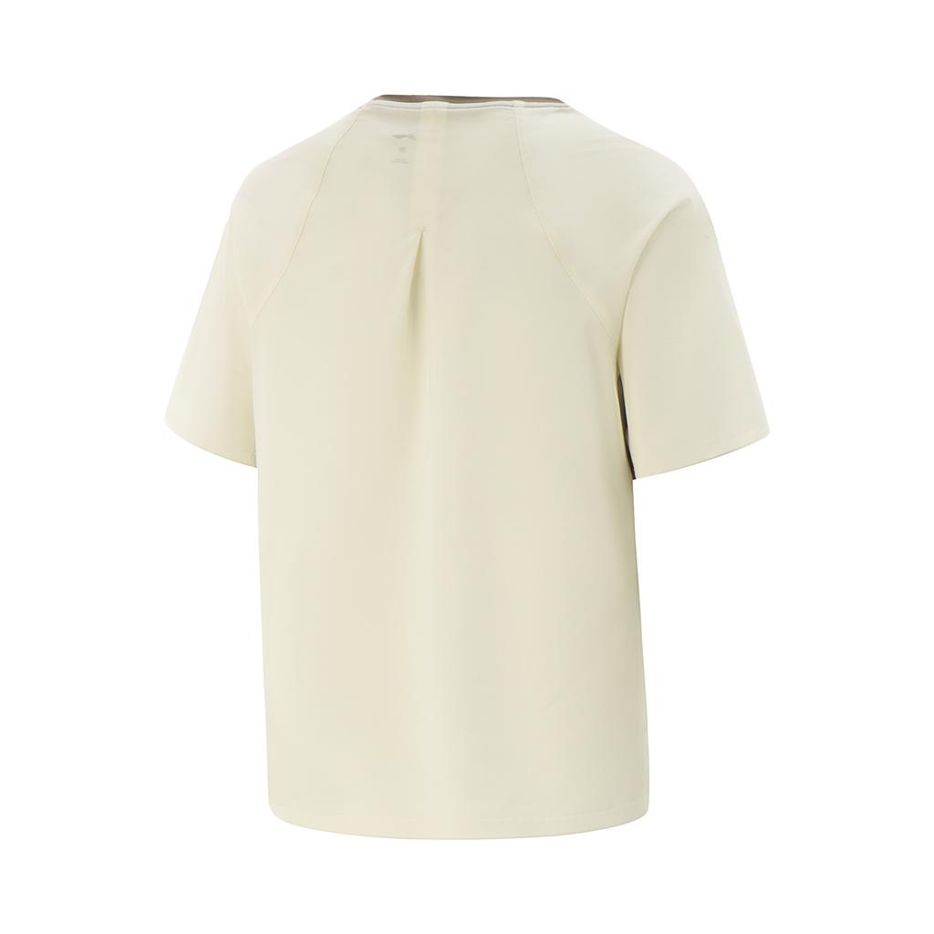 Li-Ning Comfortable Simple Moisture-Wicking Loose Fit Round Neck Short Sleeve T-Shirt Women Tops Pearl-White ATSV408-6