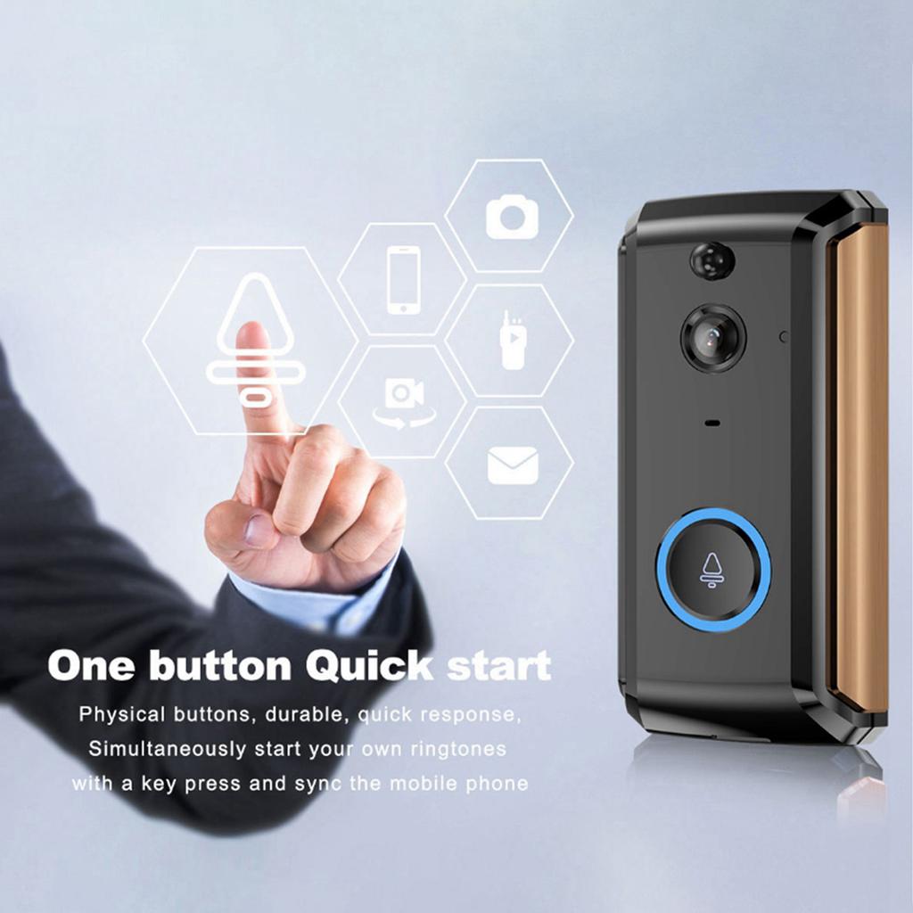 1080P HD Wifi Video Door Bell PIR Phone Control Intercom Smart Doorbell(2 Dingdong )