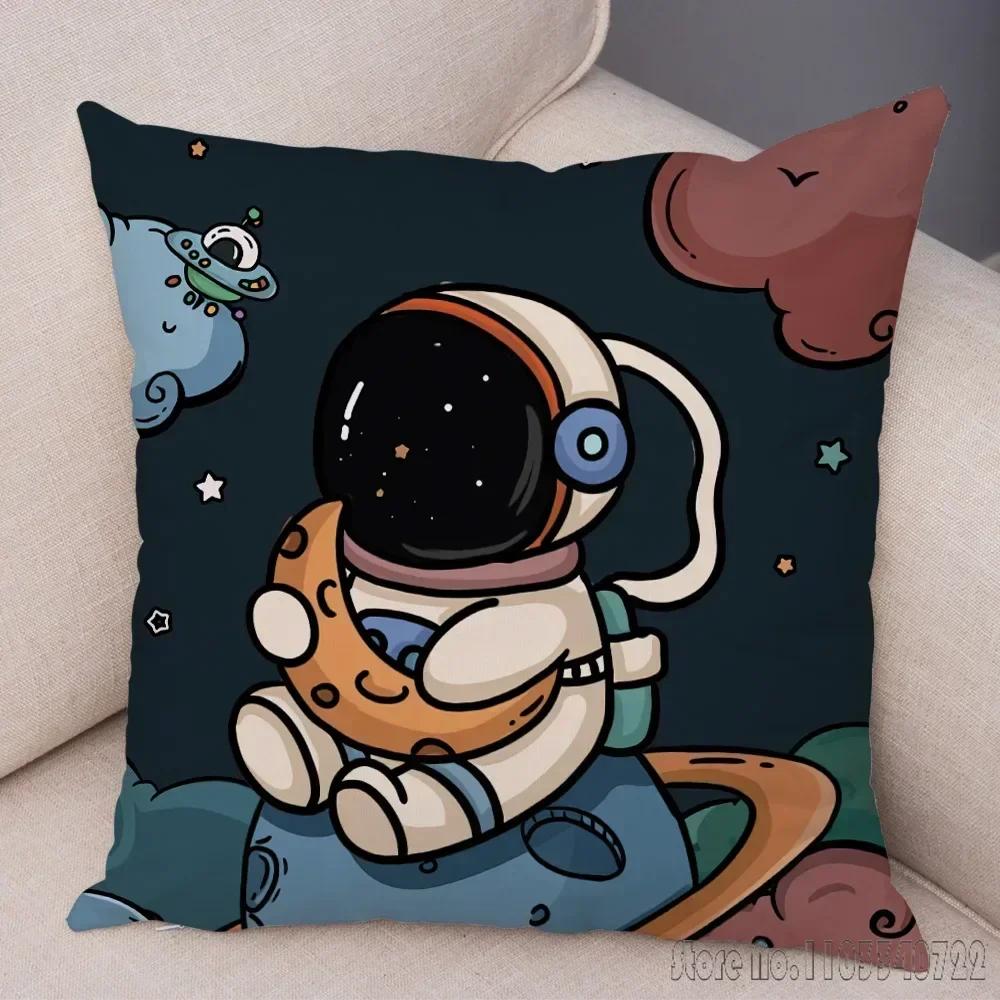 Anime Cartoon Astronauts Cosmic Sky Cushion Cover Plush Pillowcase Pillow Case Shams Party Sofa Home Decor 45x45cm Kids Gift