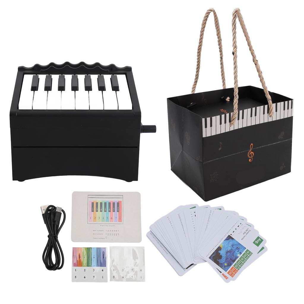 Piano Calendar USB Rechargeable Playable Piano 52 Weekly Calendar Cards with Sheet Music Black