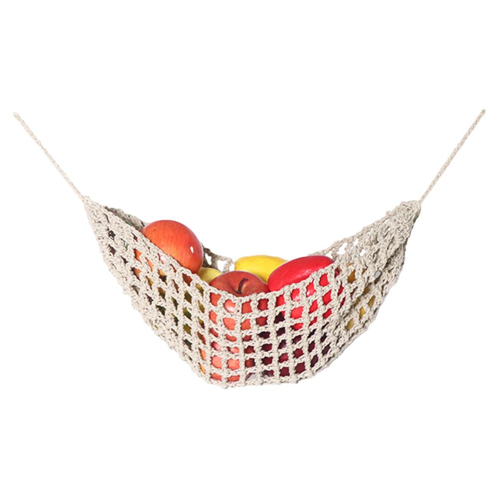 Hanging Fruit Hammock for Kitchen Under Cabinet Macrame Fruit Hammock Veggie Banana Hammock for Home/RV Organization
