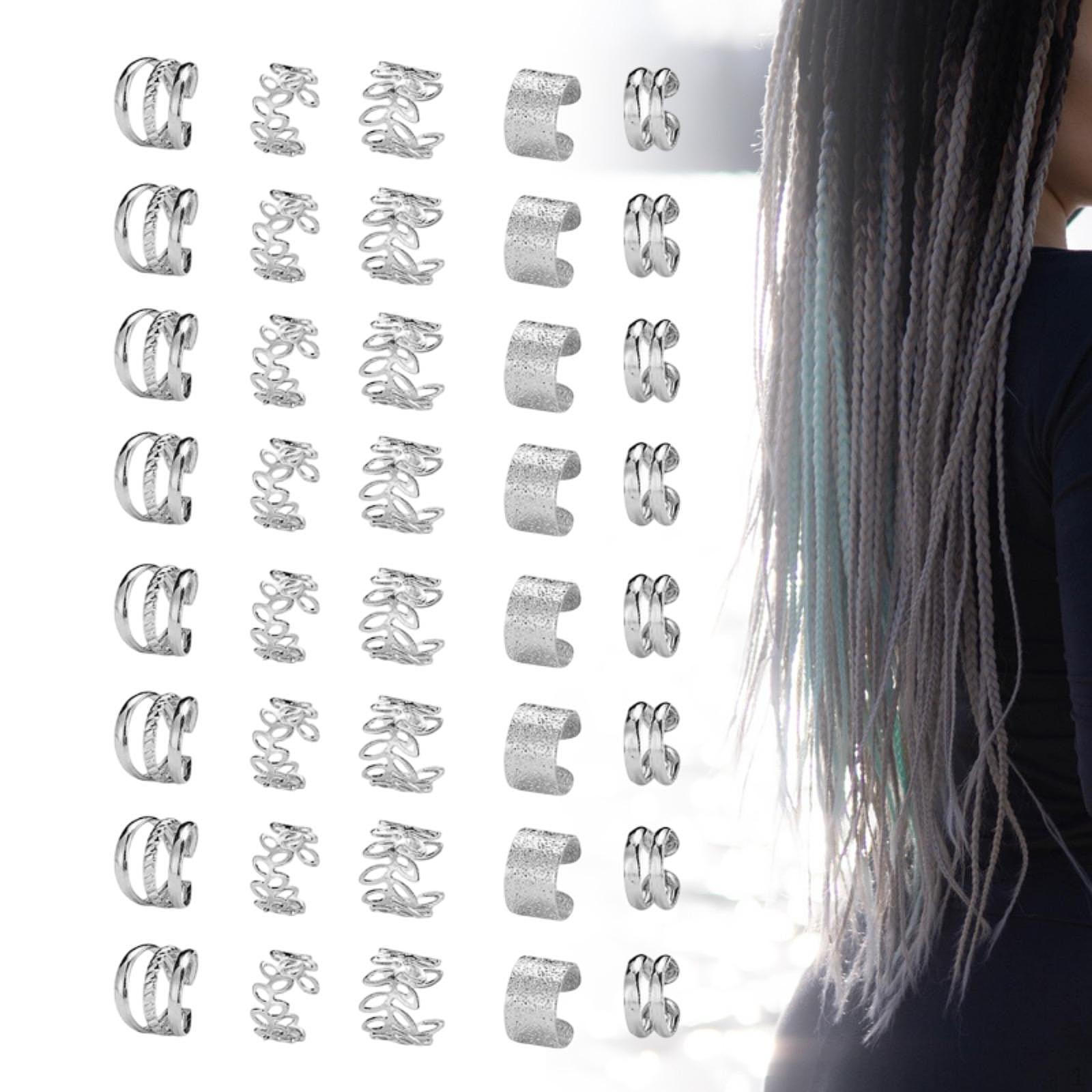 

40 шт. Дреды Бусины Дреды Замки Полые Узоры Аксессуары Открытие Металлические Манжеты Борода silvery