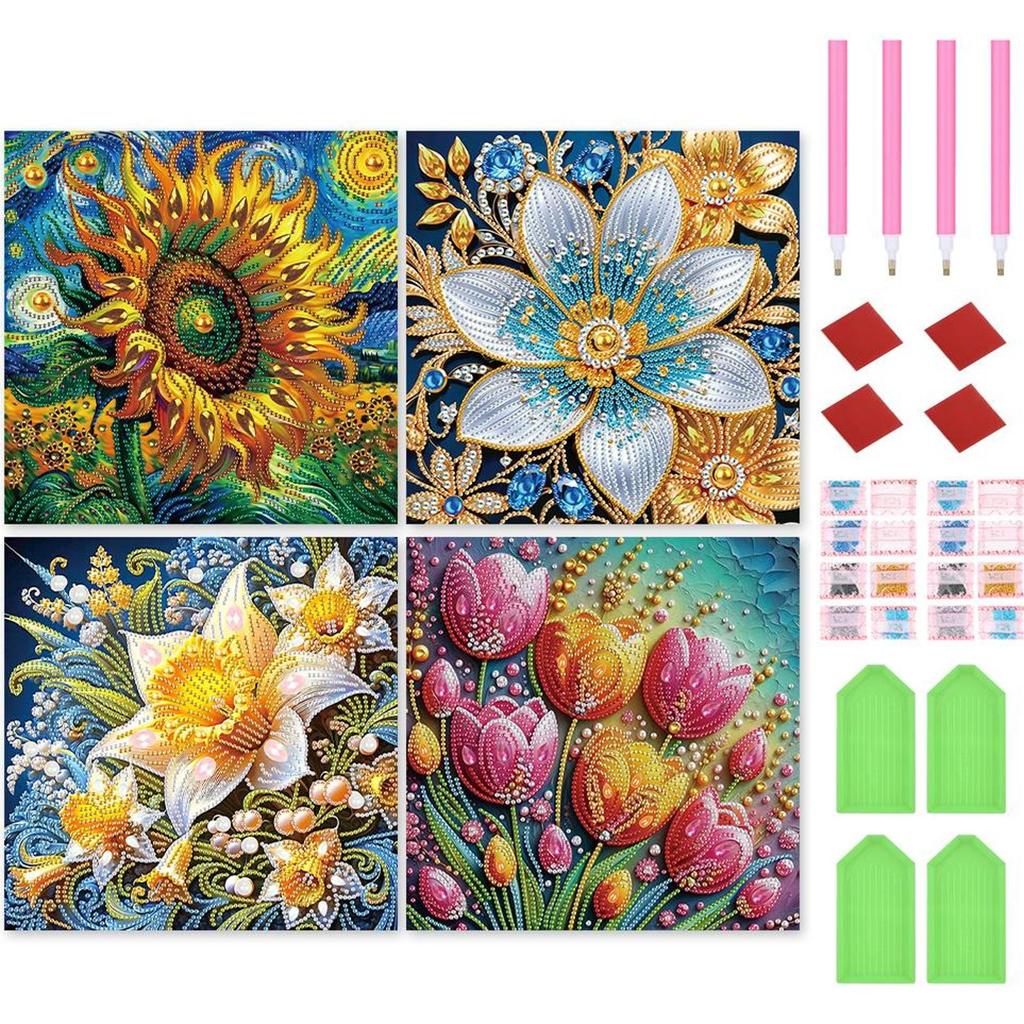 4pcs 5D DIY Partial Special Shaped Drill Diamond Painting Cartoon Decor 30x30cm