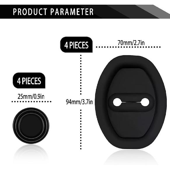 Car Silicone Door Latch Protective Cover Car Door Lock Latches Cover Protector Vehicle Ventilation Doors Locks Guard Stopper Set Universal Car