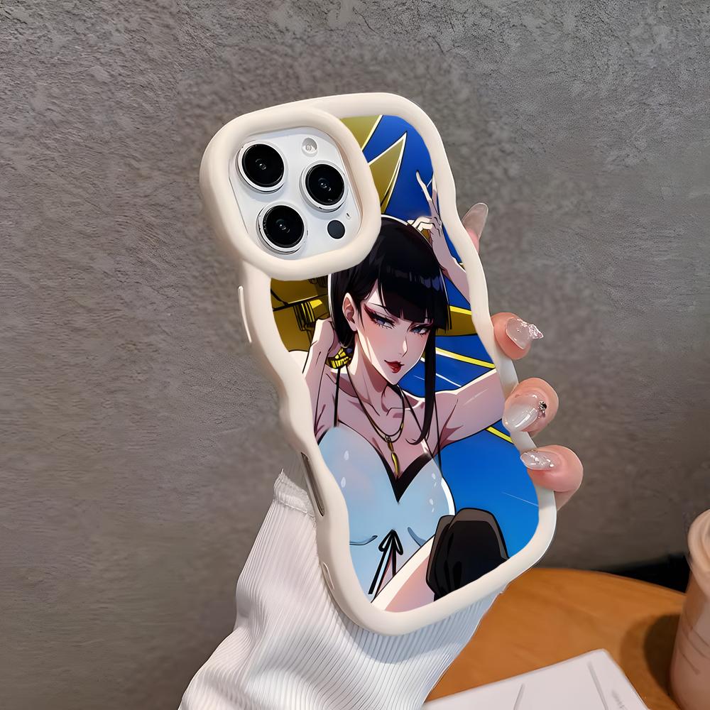 

Senjumaru Shutara Phone Case for iPhone 17 16 15 14 13 12 11 Air Pro Max Plus White Soft TPU Wavy Edge Cover iPhone 15 Plus