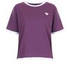 Shop   Women Color Block Round HearT Embroidery ShorT Sleeve T shirT Dai Wsh 205