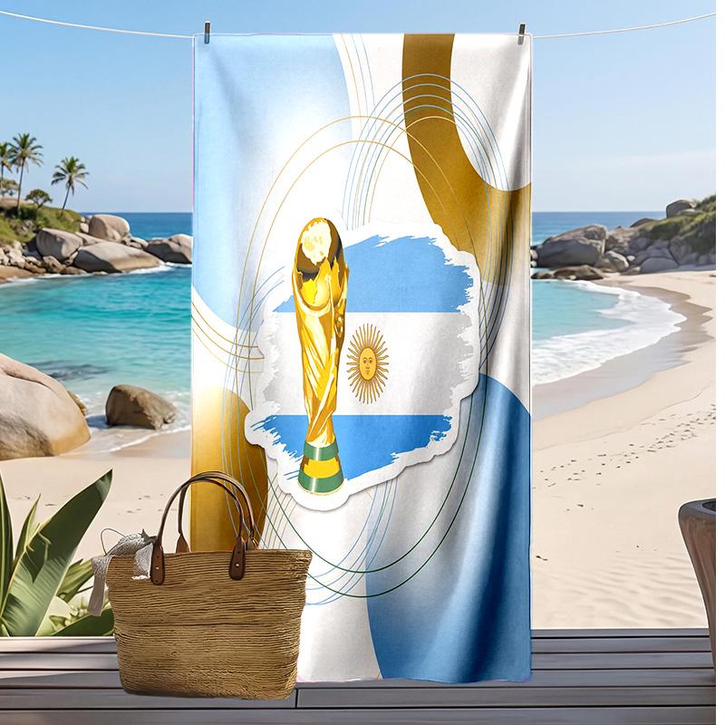 Argentinien Fußball Druck Strandtuch Schnelltrocknend Super Saugfähig Weich Badetuch zum Schwimmen Strand Reisen Fan Souvenir Geschenk