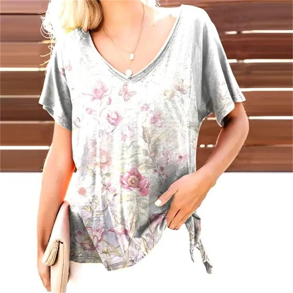 

Женская футболка с забавным цветком, цифровая 3D печать, модная, универсальная, тонкая, легкая, повседневная одежда, Harajuku, с коротким рукавом, для отдыха, лето 8XL