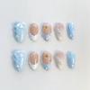 24 Stück tragbare Press-On-Nägel Erdbeer-Schleifen-Design Nagelspitzen Rot Kurz Mandel Perle Sternenlicht Falsche Nagelkunst Blume Falsche Nägel