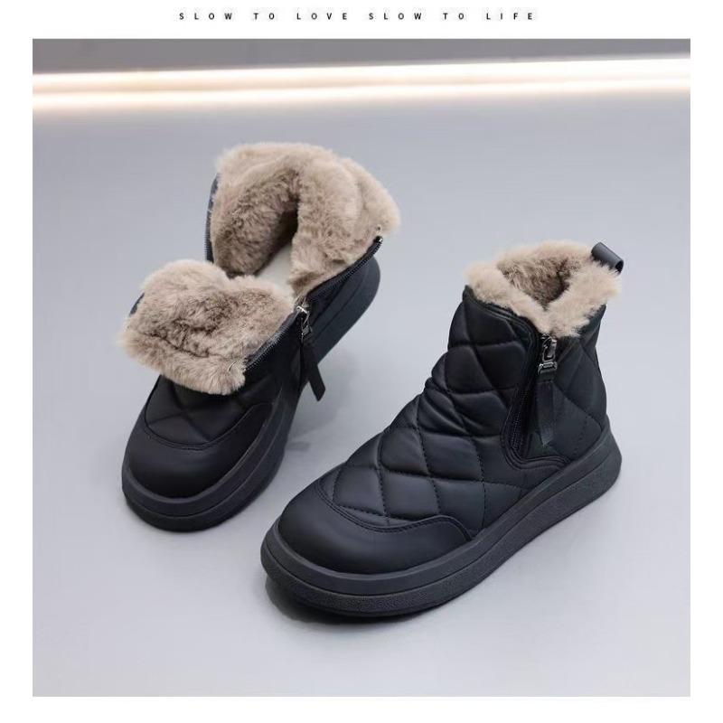 

New velvet thickened large cotton shoes non-slip warm short boots snow boots women s winter 35 чёрный