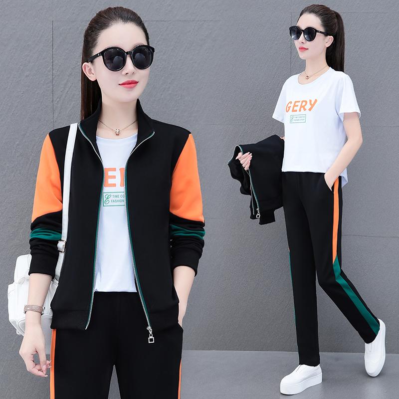 Fashion Colorblock Open Cardigan Women Two Piece Sport Set Slim Fit Long Sleeve Casual Activewear Korean Style Workout Suit