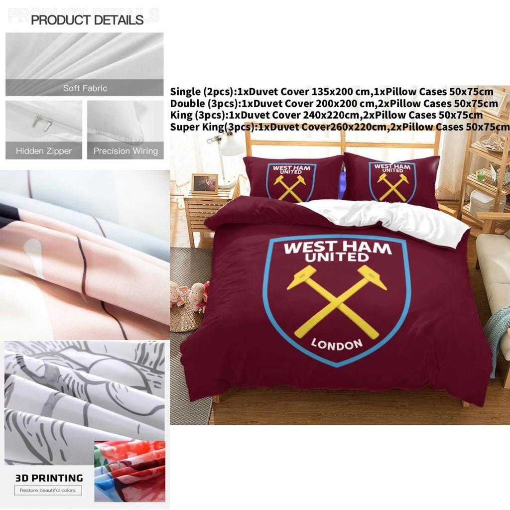 West Ham United Quilt Cover Set With Brushed Fabric For Teen Sleep Comfort