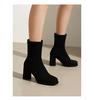 Damenstiefel in Übergröße, High Heel, Runde Spitze, Martin Boots, Klobiger Absatz, Reißverschluss hinten, Leder, Schlankmachende Stiefel für Herbst/Winter 2026.