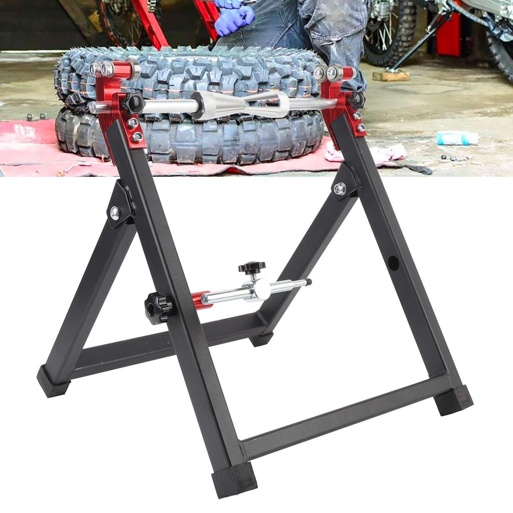 Motorcycle Wheel Balancer Stand Portable Bike Wheel Balancer Black Coated High Stability Foldable for Sport Dirt Bikes