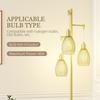 3-Light Floor Lamp, 170cm Industrial Dimmable Standing Lamp with Steel Wire Cage Lampshades for Living Room, Bedroom, Dining Room, Study