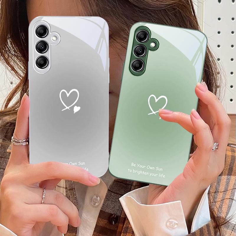 Gradient Heart Shape For Samsung A73 72 71 A70 56 55 54 A53 52 51 A50 42 A35 A34 33 32 31 26 25 24 23 22 30 Glass Phone Case