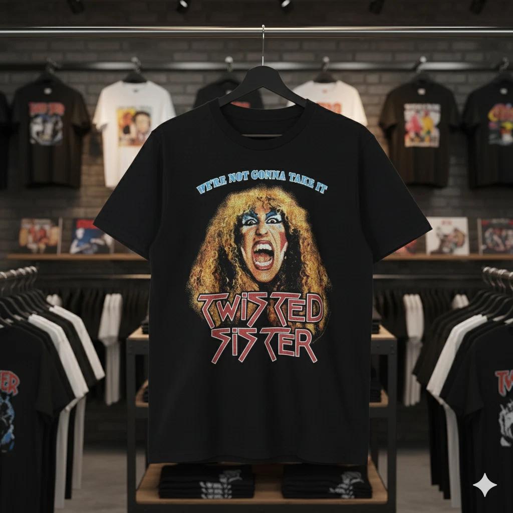Classic 80s Rebel Rock Graphic T-Shirt Vintage Style Black Tee - T671 L