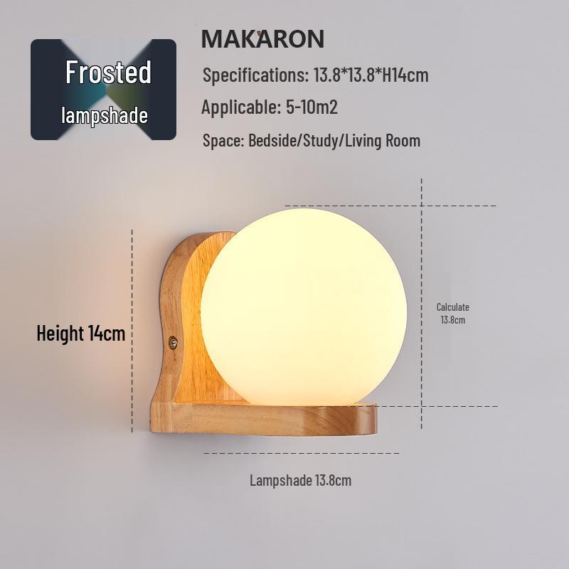 Japanese Style Solid Wood LED Wall Lamp for Indoor Spaces - Bedroom, Living Room, Staircase, Balcony
