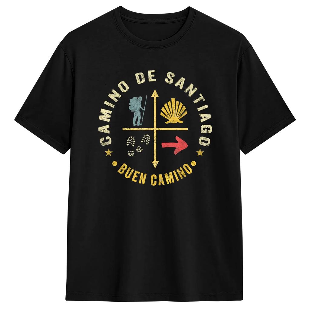 Novelty Camino De Santiago TShirt Unisex O Neck Pure Cotton T Shirts Short Sleeve Top Printed Tee high quality Streetwear