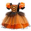 2025 Kids' Halloween Cosplay: Orange Little Witch Pumpkin Dress Costume