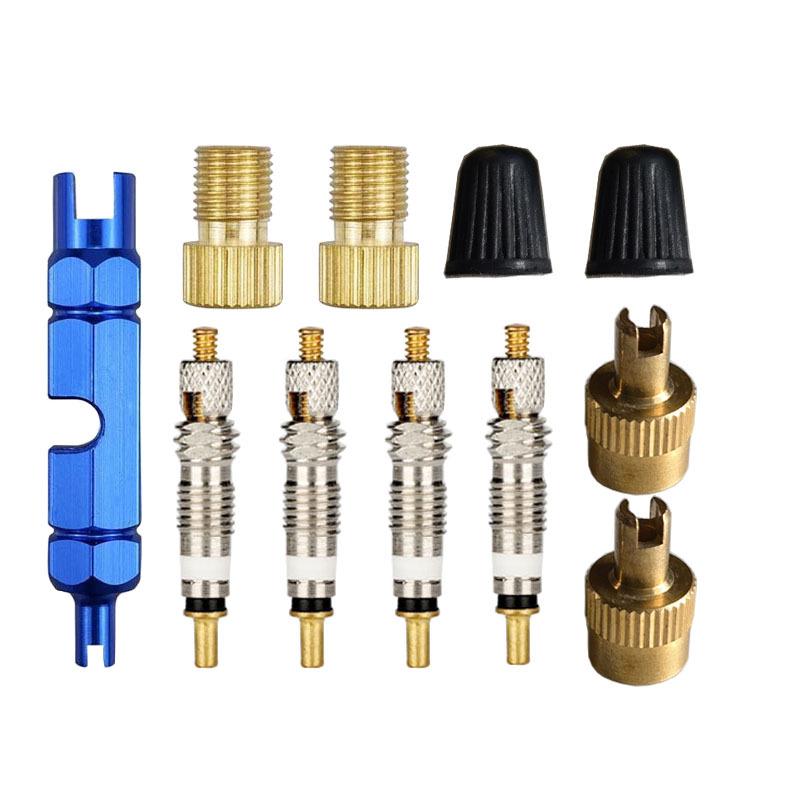 Bike Valve Core Set & Wrench Converter for Mountain and Road Repairs