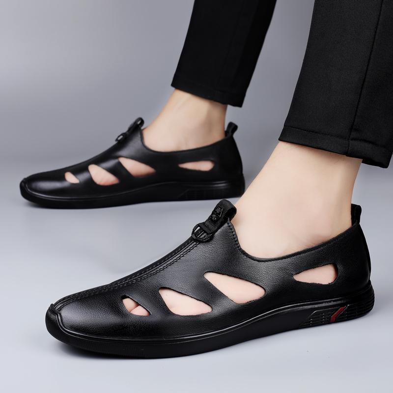 Luxury Brand Genuine Leather Men Sandals Moccasins Men Business Dress Sandals Handmade Leather Shoes Men Sandalias