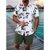 Conjunto de Camisa y Pantalones Cortos de Verano Estilo Playa para Hombre Oversized Hawaiano Casual Traje Camisa de Manga Corta Impresa en 3D Pantalones Cortos 2 Piezas Moda Streetwear