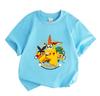 Kids Boys Girls 100% Cotton Crew Neck Short Sleeve T-Shirt Cute Cartoon Anime Monster Print Casual Breathable Tee Shirt for Daily Playwear Summer Top