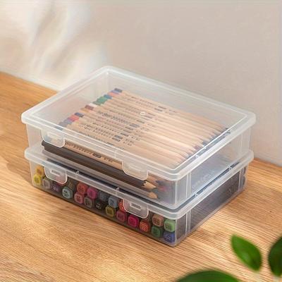 Large Capacity Pencil Case Transparent Plastic Notebook Sketch Marker Colored Lead Painting Storage Box, Back To School Supplies