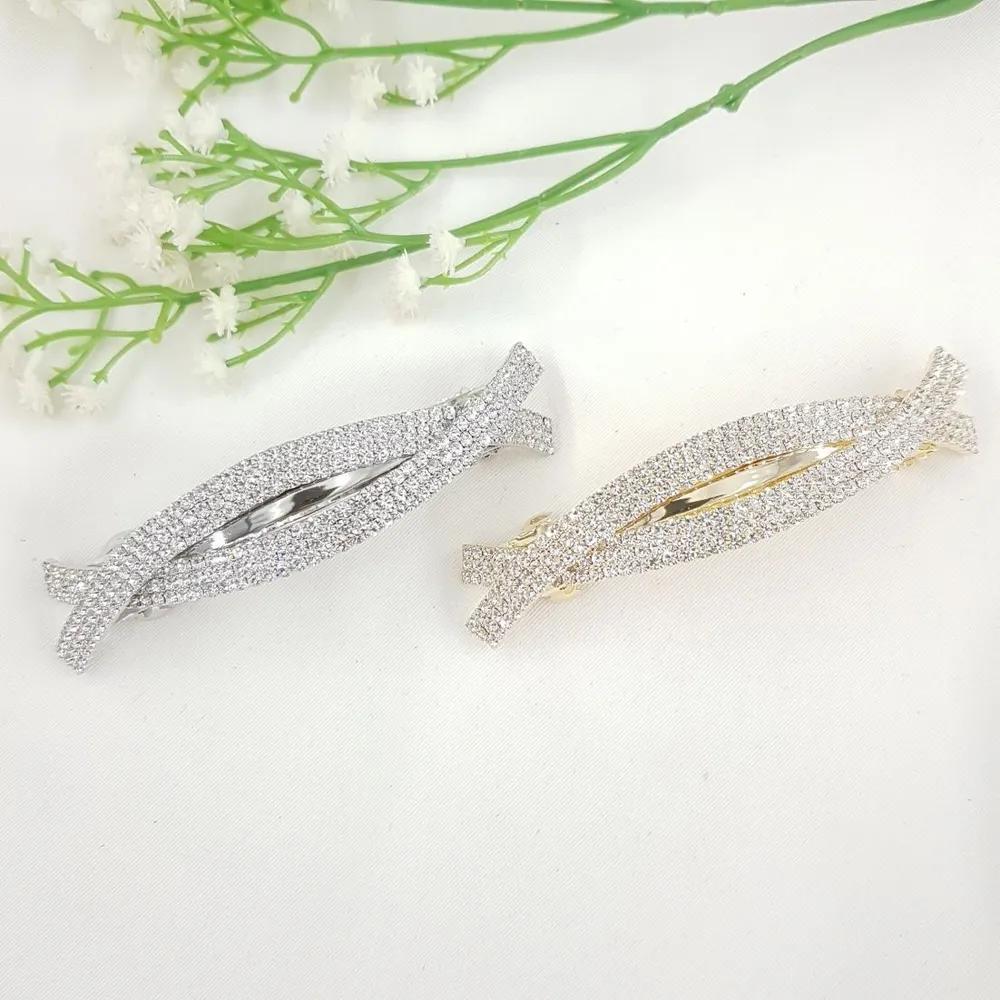 Gold Silver Twisted Cubic Hairpin Automatic Hairpin Gold