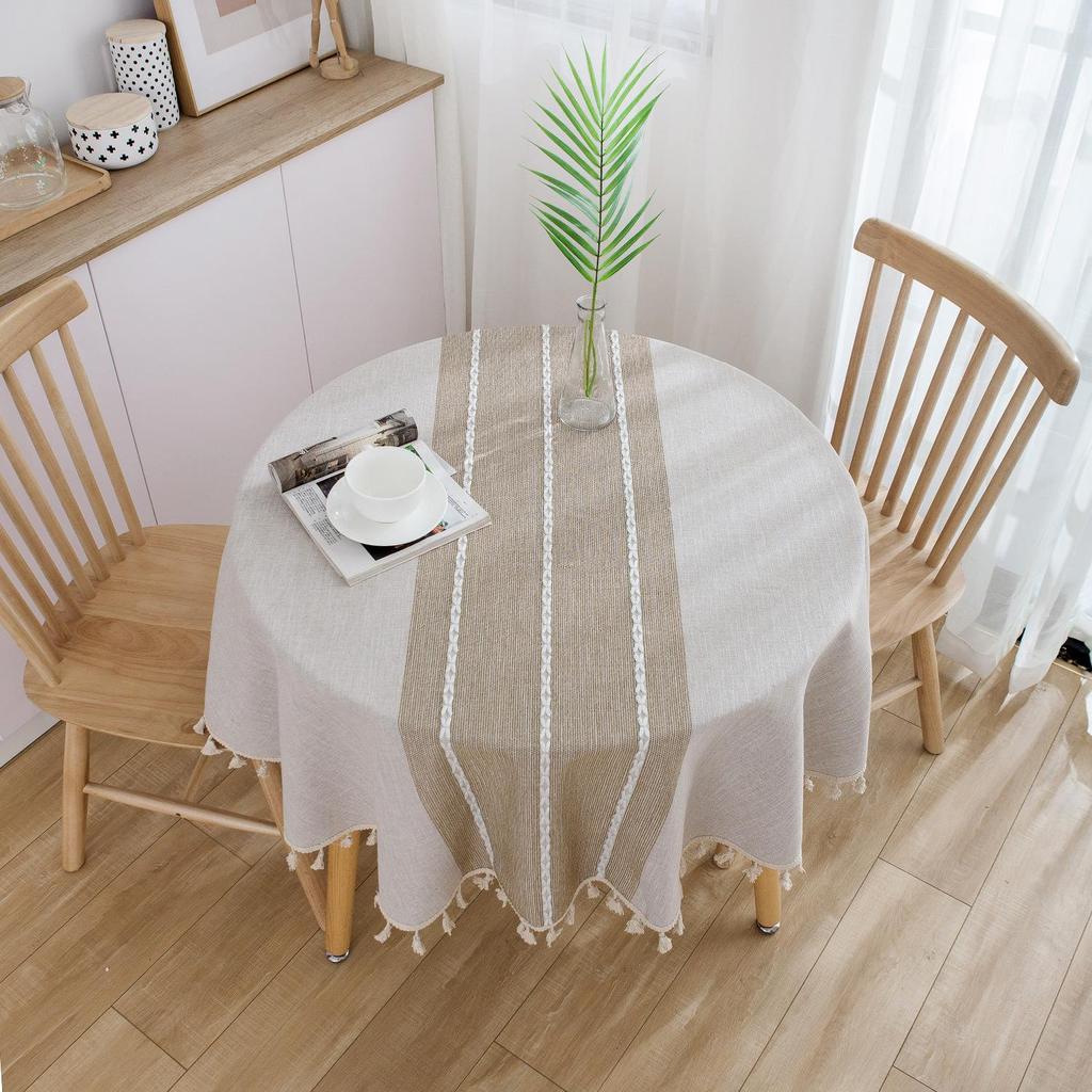 Japanese Cotton Linen Tablecloth - Fresh, Artistic, Round & Rectangular Options